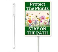 Horienteeon Protect The Plants Stay On The Path Yard Sign With Stake No Trespassing Lawn Garden Aluminium Farm Lawn Prop Walkway Porch Decorations,Outdoor Easy To Install 6x4.6inch