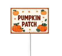 Horienteeon Pumpkin Patch Sign With Stake Fall Pumpkin Decoration Yard Thanksgiving Rustproof Sturdy Aluminum Plaque For Outdoor Yard Garden Decoration Use Easy Install 8x12"