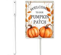 Horienteeon Pumpkin Patch Sign With Stake Welcome To Our Pumpkin Patch Fall Neighborhood Lawn Rustproof Farm Party Porch Street Business Outdoor Aluminium Decorations 6x4.6"