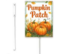 Horienteeon Pumpkin Patch Yard Sign With Stake Farm Fall Pumpkin Harvest Field Rustproof Sturdy Aluminum Plaque For Outdoor Yard Garden Decoration Use Easy Install 6x4.6"