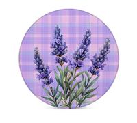 Horienteeon Purple Decoration Lavender Coasters with Holder set of 6 Ceramic Round Absorbent Drink Coasters Kitchen Decor Cup Mat for Table Decor for Family Friends 10cm