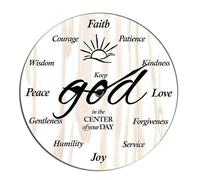 Horienteeon Put God First Inspirational Quote Christian Silent Non Ticking Wall Clock Religious Family Clock Jesus Biblica The God Wooden Silent Non Ticking Kitchen Living Room 10"