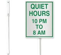 Horienteeon Quiet Hours 10 Pm To 8 Am Sign With Stake Quiet Hours Yard Sign 8x12inch Rustproof No Parking Signs For Driveways Farm Lawn Walkway Ground Porch Aluminium Decorations