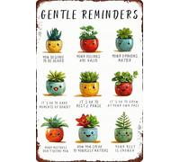 Horienteeon Room Retro Metal Aluminum Signs Cute Potted Plants Desk Decor Therapy Office Decor Office Plant Decor Desk Accessories Aesthetic Mental Health Gentle Reminders Sign 14x20cm