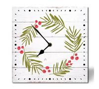 Horienteeon Rustic Eucalyptus Leaves Wooden Wall Clock 25cm Battery Operated Non-Ticking Wall Clock, Decorative Battery Operated Wall Clocks for Bedroom, Bathroom, Living Room, Home, Office
