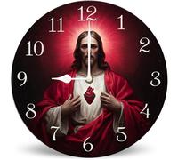 Horienteeon Sacred Heart Jesus Religious Round Wall Clock 25cm