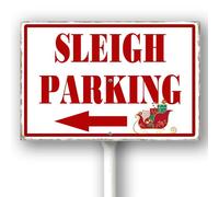 Horienteeon Santa's Sleigh Parking Left Arrow Yard Sign With Stake Christmas Aluminium Lawn Signs Winter Aluminum Decoration Rustproof Sturdy Street Farm Field For Outdoor Stake Set Easy Install 8x12"
