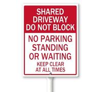 Horienteeon Shared Driveway Do Not Block No Parking Standing Or Waiting Keep Clear at All Times Yard Sign with Stakes 20×30cm, Sturdy Aluminum Yard Signs, No Parking Sign, Fire Lane Sign