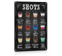 Horienteeon Shots Menu Sign 14x20cm Aluminum Retro Bar Accessories Decor for Home Games Room Men Cave Cafes Bars Pubs Wall Decor