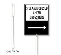 Horienteeon Sidewalk Closed Ahead Cross Here Yard Sign with Metal Stakes Right Arrow Sign 20x30cm Weatherproof Sturdy Aluminum Yard Signs for Outdoor Lawn, Easy to Mount