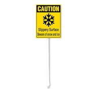 Horienteeon Slippery Surface Snow And Ice On Paths Yard Sign With Stake Caution Sign 7x8.8inch Neighborhood Farm Lawn Yard Prop Walkway Porch Decorations,Outdoor Metal Décor