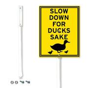Horienteeon Slow Down For Ducks Sake Yard Sign with Tall Stake Duck Crossing Signs 11.5x15cm Sturdy Heavy Duty Aluminum Yard Sign for Lawn Weatherproof and Outdoor Use