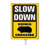 Horienteeon Slow Down Guinea Crossing Yard Sign With Stake Guinea Xing Area Caution Warning Wildlife Animal Traffic Road Zoo Farm Home Lawn Walkway Ground Porch Decorations Aluminium 7x8.8inch