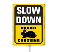 Horienteeon Slow Down Rabbit Crossing Yard Sign With Stake Rabbit Xing Area Caution Warning Wildlife Animal Traffic Road Rustproof Aluminium Home Farm Garden Porch Decor Outside Outdoor Lawn 8x12 Inch