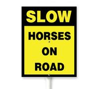 Horienteeon Slow Down Sign Horses On Road Yard Sign With Stake Caution Rustproof Neighborhood Aluminium Street Business Home Farm Garden Porch Decor Outside Outdoor Lawn 8x12"