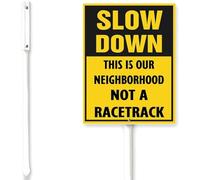 Horienteeon Slow Down Sign With Stake This Is Our Neighborhood Not a Racetrack Slow Sign For Yard 8x12inch Rustproof Road Traffic Slow Signs For Farm Lawn Porch Aluminium Decorations