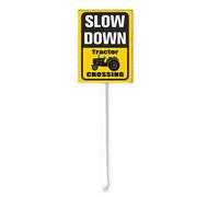 Horienteeon Slow Down Tractor Crossing Yard Sign With Stake Xing Area Caution Warning Wildlife Animal Traffic Road Rustproof Farm Home Lawn Walkway Ground Porch Aluminium Decorations 8x12 Inch