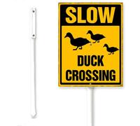 Horienteeon Slow Duck Crossing Yard Sign With Stake Duck Area Pet Lovers Neighborhood Street Traffic Road Sturdy Caution Safety Metal Decoration Aluminum Plaque For Outdoor Use 6x4.6"