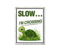 Horienteeon Slow I'm Crossing Tortoise Aluminum Sign Turtle Area Pet Lover Caution Warning Metal Signs Rustproof Aluminum Street Lawn Grass Outdoor Decorations Home Herb Farm 8x12"