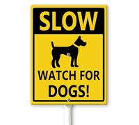 Horienteeon Slow - Watch For Dogs Yard Sign with Stakes 20×30cm, Sturdy Aluminum Lawn Signs Rust Free,Slow Down Signs, Dogs At Play Sign, Protected Street Caution Yard Signs