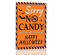 Horienteeon Sorry No Candy Halloween Aluminum Sign 30×40cm, Sturdy Aluminum Metal Signs Rust Free, Personalized Outdoor Halloween Signs, No Trick or Treat Sign for Outside