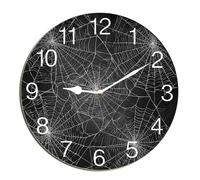 Horienteeon Spider Web Wall Clock Halloween Scary Bat Ghost Witch Haunted House Desk Kitchen Decor Decorative Battery Operated Clocks For Living Room Bedroom Bathroom Farmhouse Round 10"