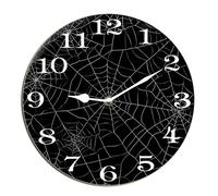 Horienteeon Spider Web Wall Clock Halloween Scary Bat Ghost Witch Haunted House Desk Kitchen Decor Decorative Battery Operated Clocks For Living Room Bedroom Bathroom Farmhouse Round 10"