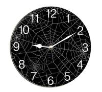Horienteeon Spider Web Wall Clock Halloween Scary Bat Ghost Witch Haunted House Desk Kitchen Decor Decorative Battery Operated Clocks For Living Room Bedroom Bathroom Farmhouse Round 10"