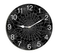 Horienteeon Spider Web Wall Clock Halloween Scary Bat Ghost Witch Haunted House For Kitchen Bathroom Silent Non Ticking Decorative Clock Battery Operated Home Office Living Room Decor Round 10"