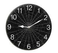 Horienteeon Spider Web Wall Clock Halloween Scary Bat Ghost Witch Haunted House Silent Non Ticking Battery Operated Wood Clock For Bedroom Bathroom Living Room Office School Kitchen Round 10"