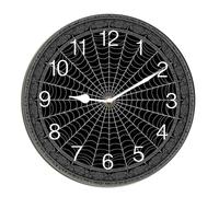 Horienteeon Spider Web Wall Clock Halloween Scary Bat Ghost Witch Haunted House Silent Non Ticking Battery Operated Wood Clock For Bedroom Bathroom Living Room Office School Kitchen Round 10"