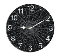 Horienteeon Spider Web Wall Clock Halloween Scary Bat Ghost Witch Haunted House Silent Non Ticking Battery Operated Rustic Farmhouse Kitchen Clocks Decorative For Living Room Bedroom Office Round 10"