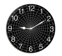 Horienteeon Spider Web Wall Clock Halloween Scary Bat Ghost Witch Haunted House Silent Non Ticking Decorative Clock For Living Room, Kitchen, Home,Bathroom, Bedroom, Office Or School Round 10"
