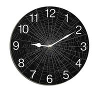 Horienteeon Spider Web Wall Clock Halloween Scary Bat Ghost Witch Haunted House Silent Non Ticking Decorative Clock For Living Room, Kitchen, Home,Bathroom, Bedroom, Office Or School Round 10"