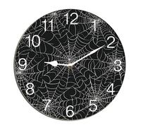 Horienteeon Spider Web Wall Clock Halloween Scary Bat Ghost Witch Haunted House Silent Non Ticking Decorative Clock For Living Room, Kitchen, Home,Bathroom, Bedroom, Office Or School Round 10"