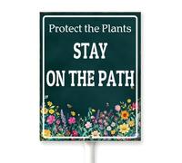 Horienteeon Stay On The Path,Protect The Plants Yard Sign With Stake Keep Off Plants Farm Street Road Lawn Neighborhood Grass Lawn Signs,Garden Party Outdoor Aluminium Decorations 8x12"