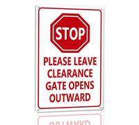 Horienteeon Stop Please Leave Clearance Gate Opens Outward Aluminum Sign 20×30cm, Sturdy Aluminum Yard Signs, Gate Warning Safety Signs, Prevent Injuries Damage to Electronic Gates Sign
