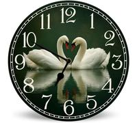 Horienteeon Swan Lake Funny Restroom Wall Clock Decorative Battery Operated 25cm, Round Halloween Decor Clocks Silent Non-Ticking for Living Room, Toilet, Washroom, Bathroom, Laundry Room