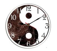 Horienteeon Tai Chi Wall Clock Yin-Yang Chinese Wooden Winter Xmas For Kitchen Bathroom Silent Non Ticking Decorative Clock Battery Operated Home Office Living Room Decor Round 12"
