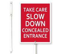 Horienteeon Take Care Slow Down Concealed Entrance Yard Sign with Stakes 20×30cm, Sturdy Aluminum Yard Signs Rust Free, Private Property, No Parking, Disabled, Driveway, Do Not Block Sign