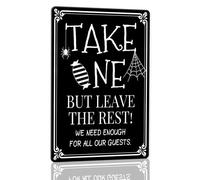 Horienteeon Take Two but Leave the Rest Aluminum Sign 30×40cm, Sturdy Aluminum Metal Signs Rust Free, No Candy Trick or Treat Sign for Front Porch of Home, Happy Halloween Signs