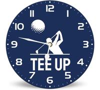 Horienteeon Tee Up Golf Decoration Wooden Clock 25cm Silent Non-Ticking Battery Operated Wall Clock, Sports Enthusiasts Decorative Clock for Kitchen Living Room Bedroom Bathroom