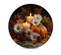 Horienteeon Thanksgiving Coasters Set of 4 Fall Drink Coaster 10cm Round Absorbent Ceramic Coasters Farmhouse Cup Mat for Mugs Cups Home Kitchen