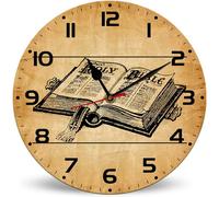 Horienteeon The Bible Jesus Kitchen Clocks Wall Battery Operated 25cm, Round Retro Holy Jesus God Wall Clock Silent Non-Ticking for Living Room, Kitchen, Bathroom, Bedroom, Office or School