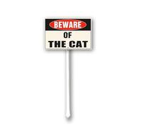 Horienteeon The Cat Sign With Stake Beware Of The Cat Yard Sign 8x12inch Security Caution Warning Metal Sign Grass Home Farm Garden Porch Walkway Aluminium Decor Outside Outdoor Lawn