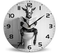 Horienteeon The Goat Reading Newspaper Wood Wall Clock 25cm