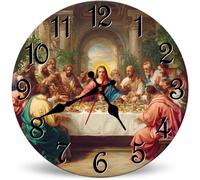 Horienteeon The Last Supper Wooden Wall Clock 30cm | Biblical Classic Artwork, Battery Operated Silent Non Ticking Clock For Prayer Nook, Christian Family Home.