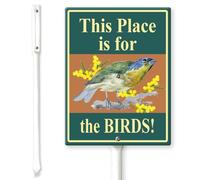 Horienteeon This Place is for The Birds Yard Sign with Stakes 11.5×15cm, Sturdy Aluminum Yard Signs Rust Free, Wildlife Sanctuary Metal Sign, Animal Sanctuary Funny Signs, Easy to Install