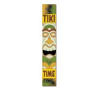 Horienteeon Tiki Time Welcome Wood Porch Sign 120×20CM, Tiki Masks Porch Sign, Perfect for Tiki Bar Beach House Indoor and Outdoor Tropical Decor, Rustic Vertical Porch Decor, Tiki Bar Sign