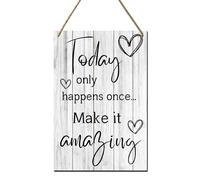 Horienteeon Today Only Happens Once Make It Amazing Sign Wooden Wall Art Decor 30x20cm Inspirational Quote Sign Rustic Wood Wall Hanging for Living Room Home